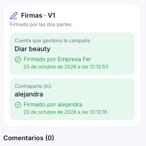 Firmas de un contrato