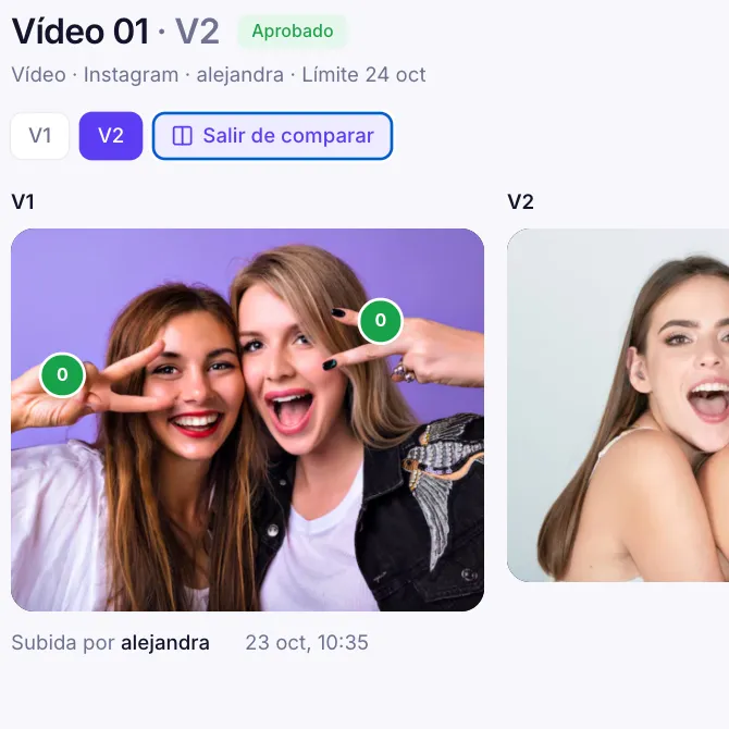 Comparación de dos versiones de un vídeo